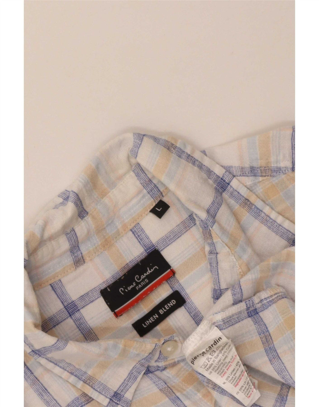 Camisa masculina de manga curta Pierre Cardin grande algodão xadrez branco