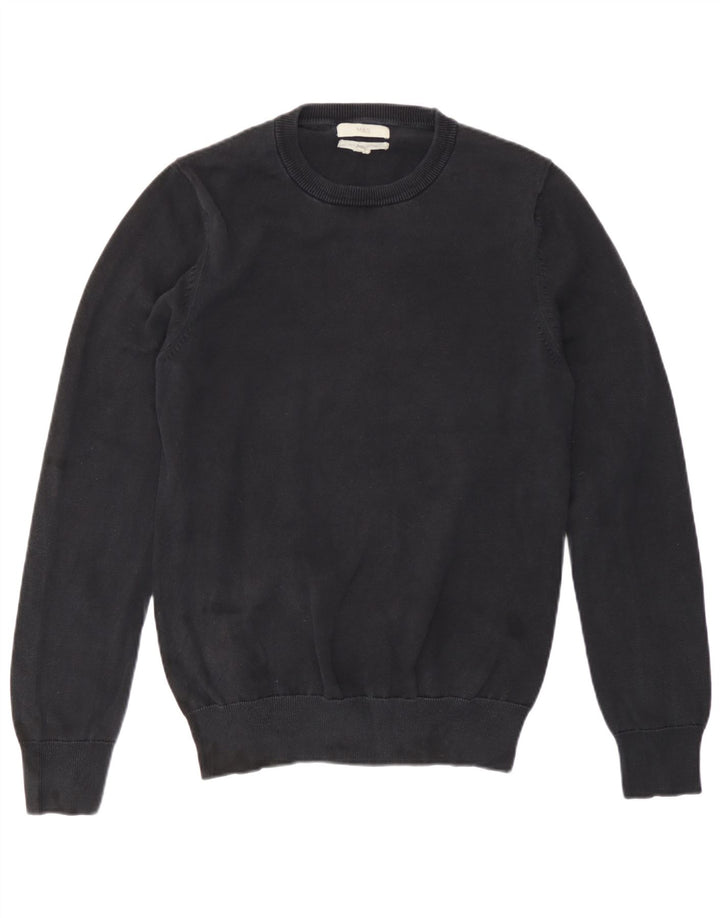 Suéter masculino Marks & Spencer com gola redonda, pequeno algodão azul marinho