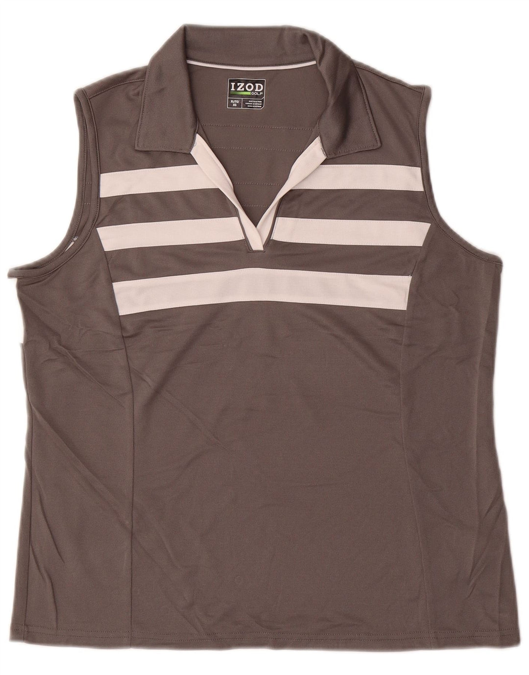 Camisa polo feminina sem mangas IZOD Reino Unido 18 XL cinza colorblock poliéster