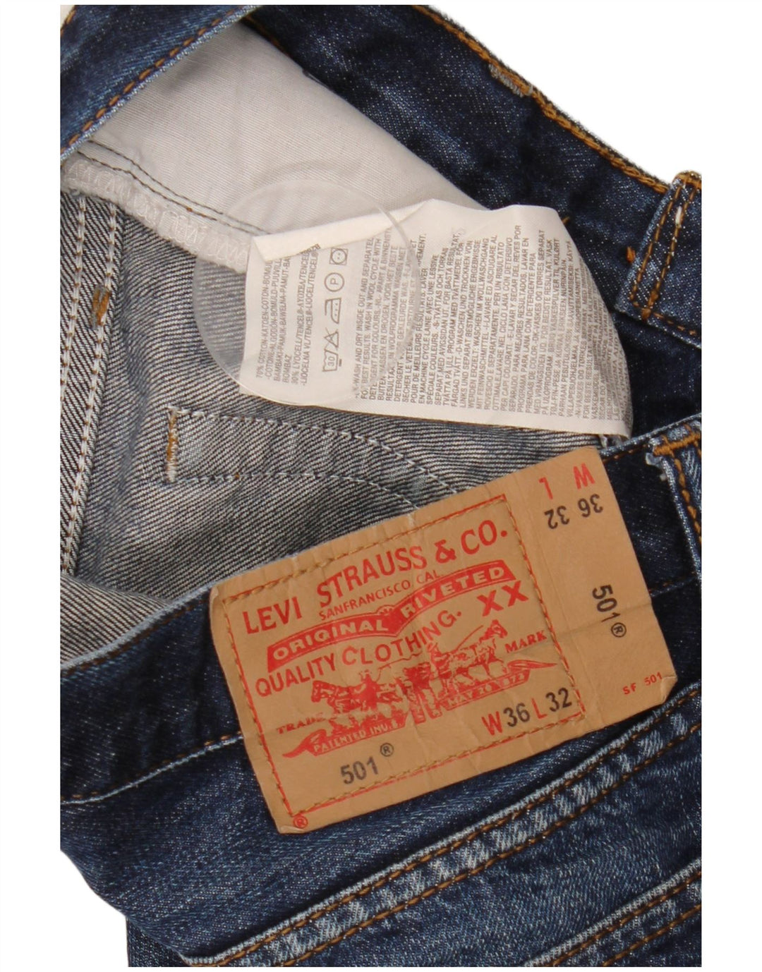 Levi's Masculino 501 Straight Jeans W36 L32 Azul Algodão