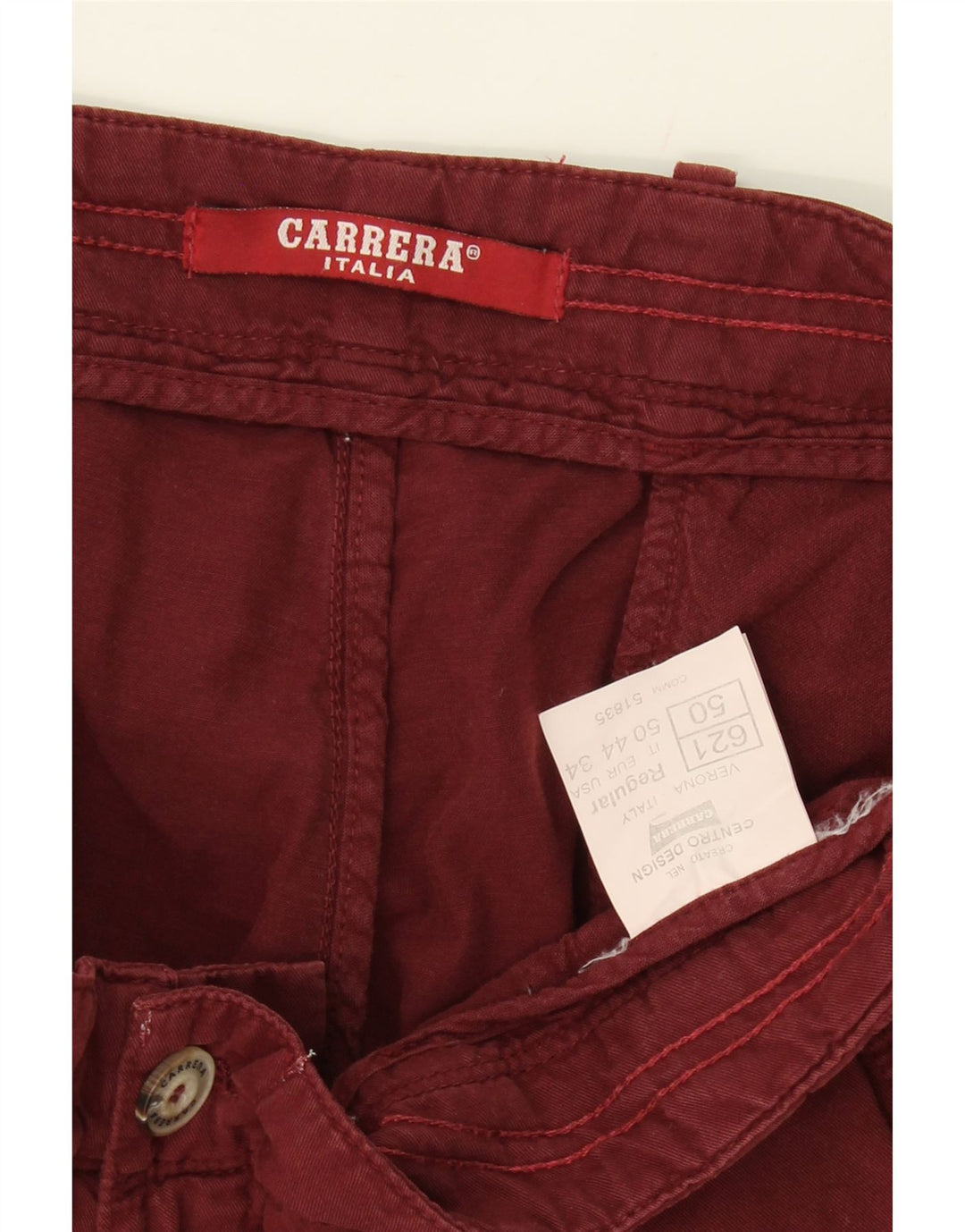 CARRERA Mens Chino Shorts W34 Large Burgundy Cotton Vintage Carrera and Second-Hand Carrera from Messina Hembry 