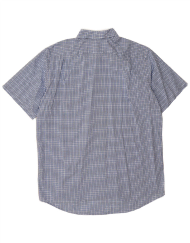 Lacoste camisa masculina de manga curta tamanho 43 XL azul xadrez