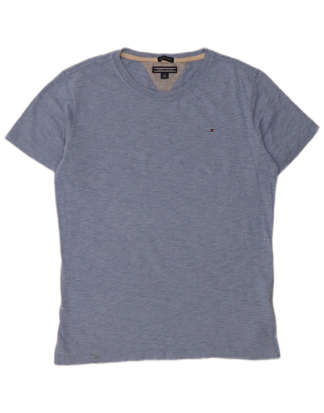 Camiseta masculina TOMMY HILFIGER 13-14 anos algodão manchado azul