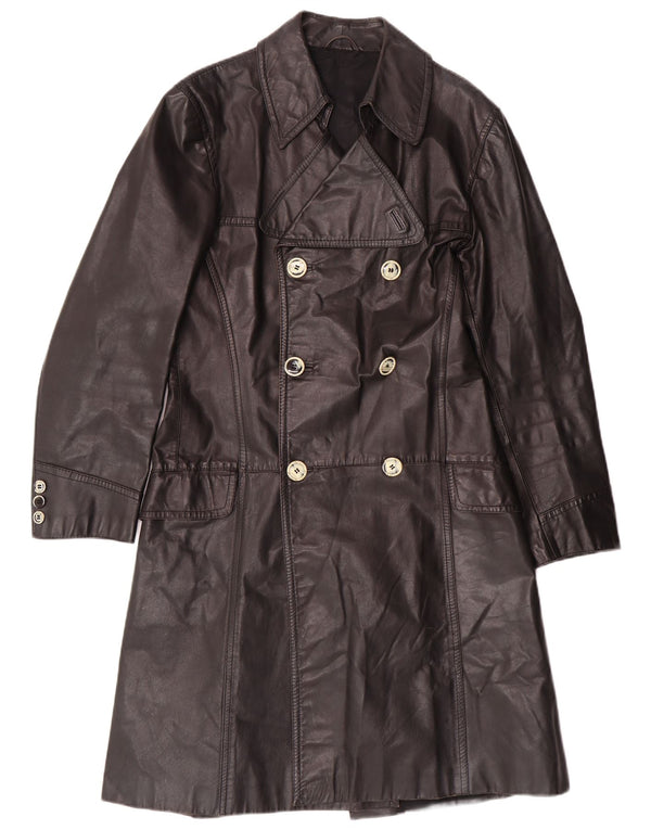 Casaco de couro masculino vintage IT 46 pequeno couro preto clássico