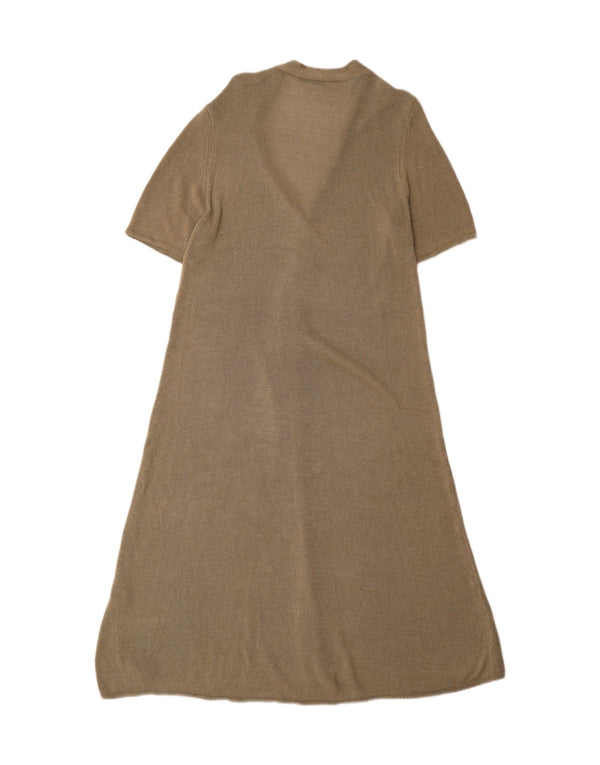 Vestido feminino Zara em malha A-Line UK 16 grande cáqui viscose
