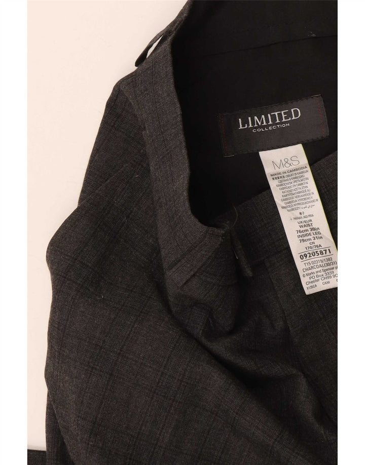 Calça masculina Marks & Spencer Slim Suit W30 L31 cinza xadrez poliéster