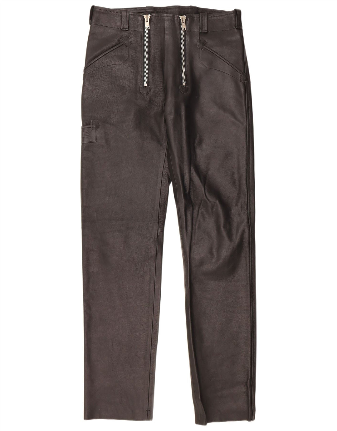 Calça feminina de couro reta Bockle W33 L34 preta