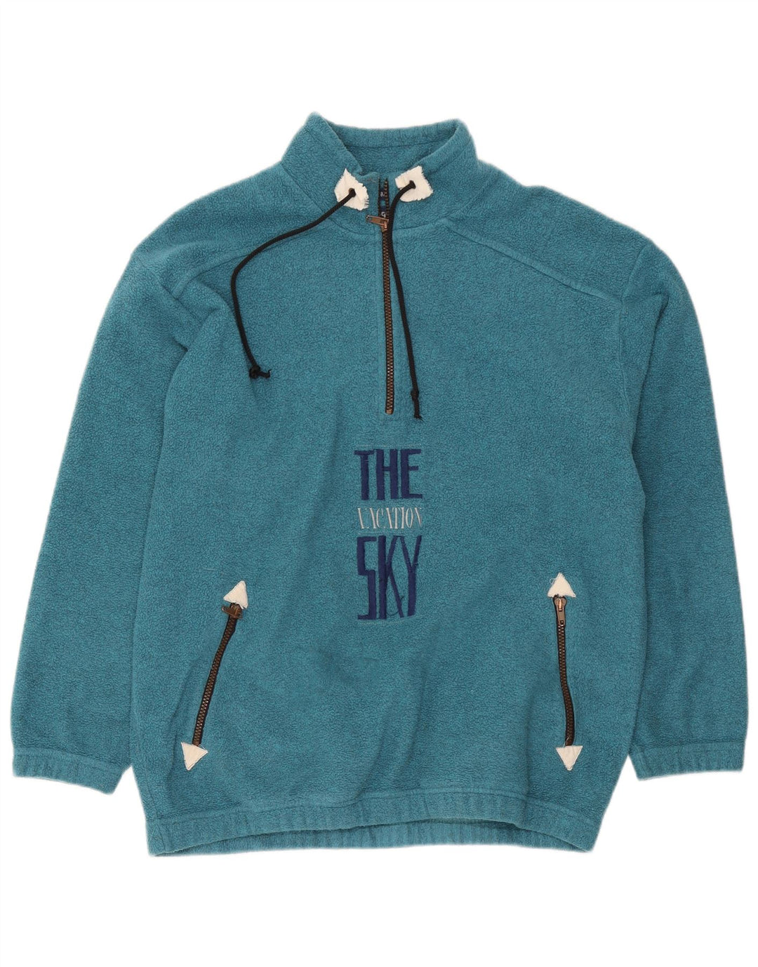 Campagnolo masculino gráfico com zíper e gola de lã jumper IT 48 azul médio