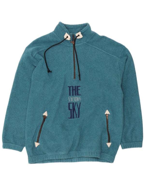 Campagnolo masculino gráfico com zíper e gola de lã jumper IT 48 azul médio