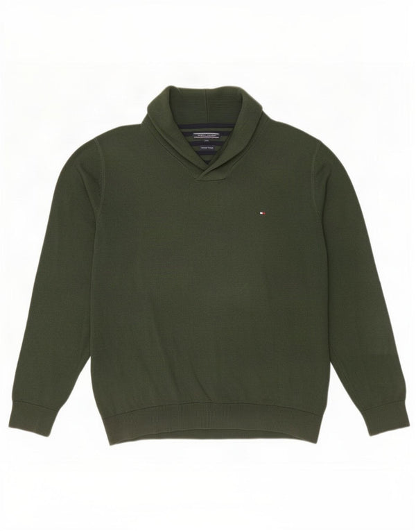 Suéter masculino Tommy Hilfiger com gola xale 2XL algodão verde