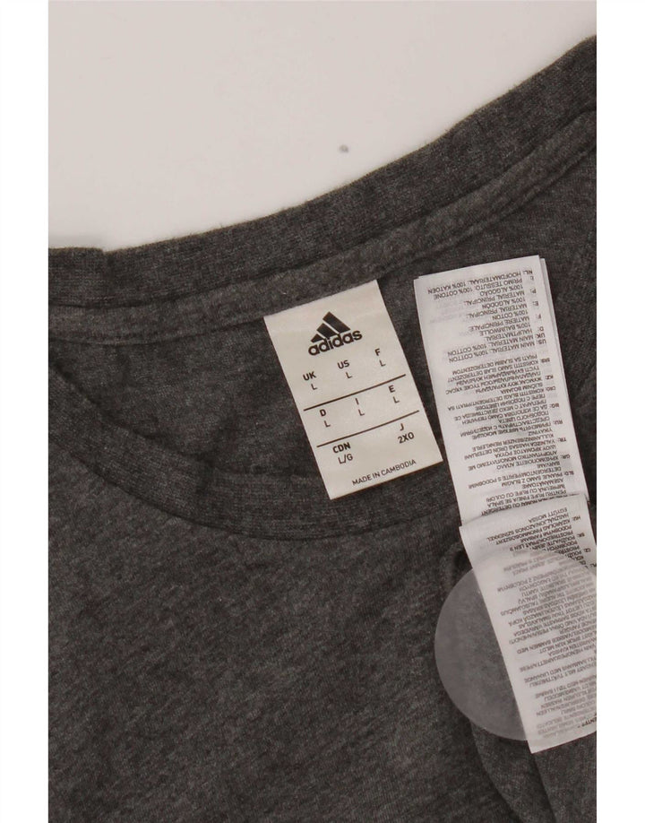 Adidas Mens Camiseta Top Grande Algodão Cinza