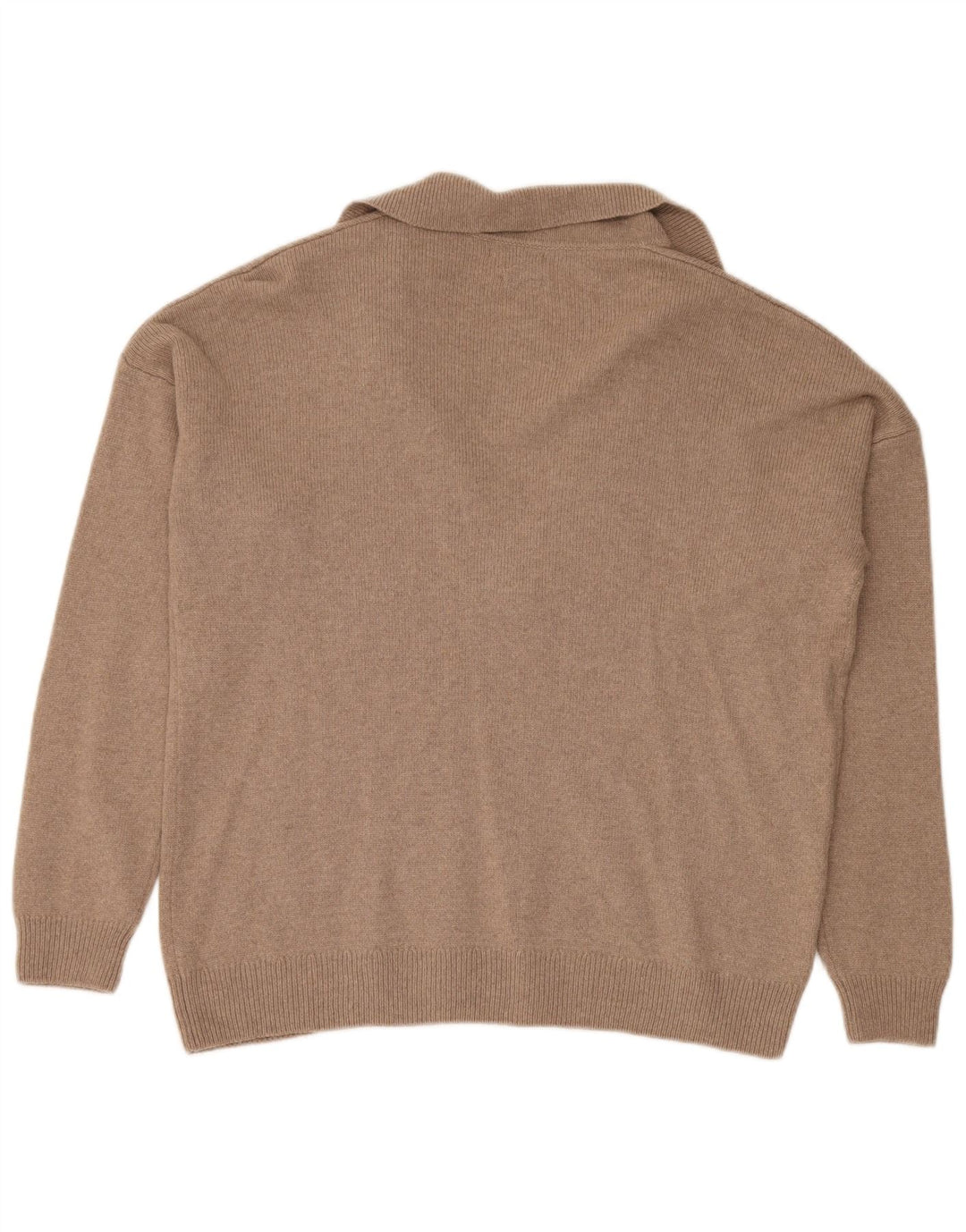 Suéter feminino Massimo Dutti com gola polo oversized Reino Unido 14 médio marrom