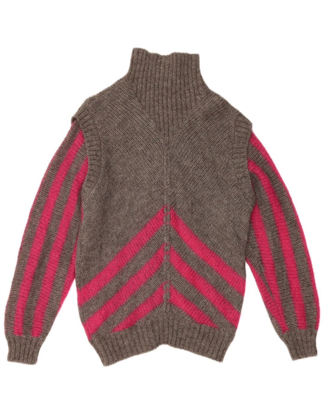 Suéter feminino vintage com gola redonda IT 42 listrado cinza médio