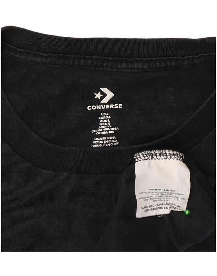 Converse Mens Graphic T-Shirt Top Grande Algodão Preto