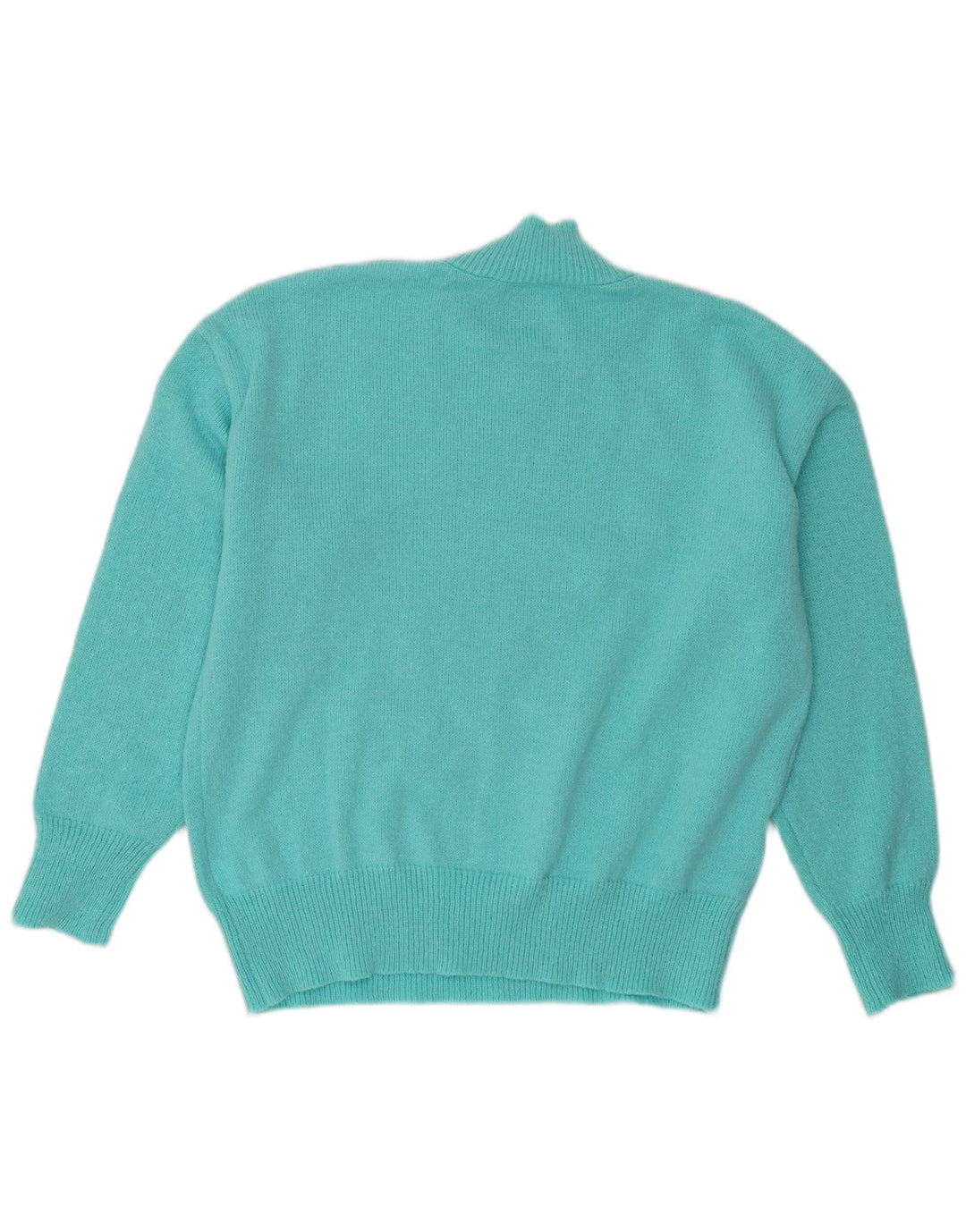 Suéter feminino vintage com gola de tartaruga grande Reino Unido 14 turquesa médio