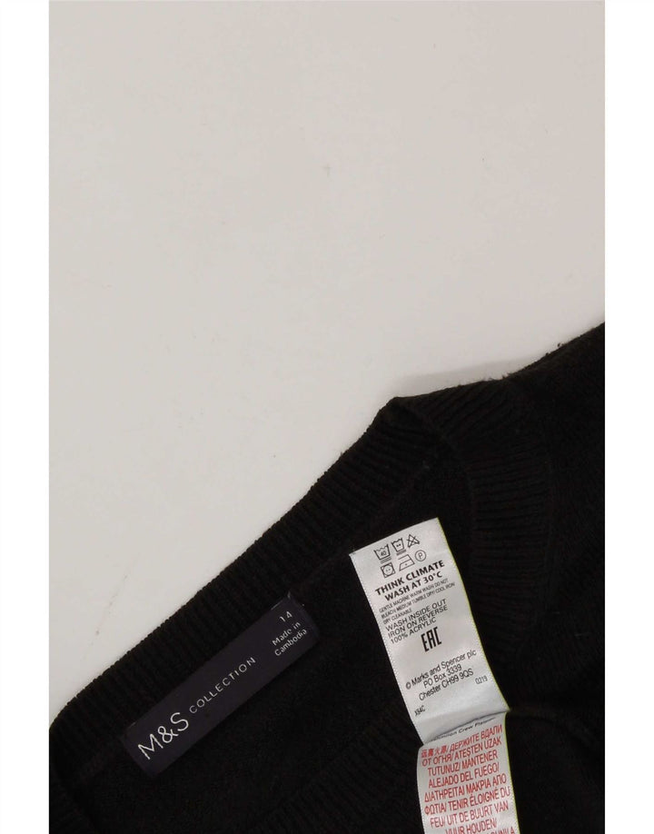 Suéter feminino Marks & Spencer com gola redonda Reino Unido 14 acrílico preto médio