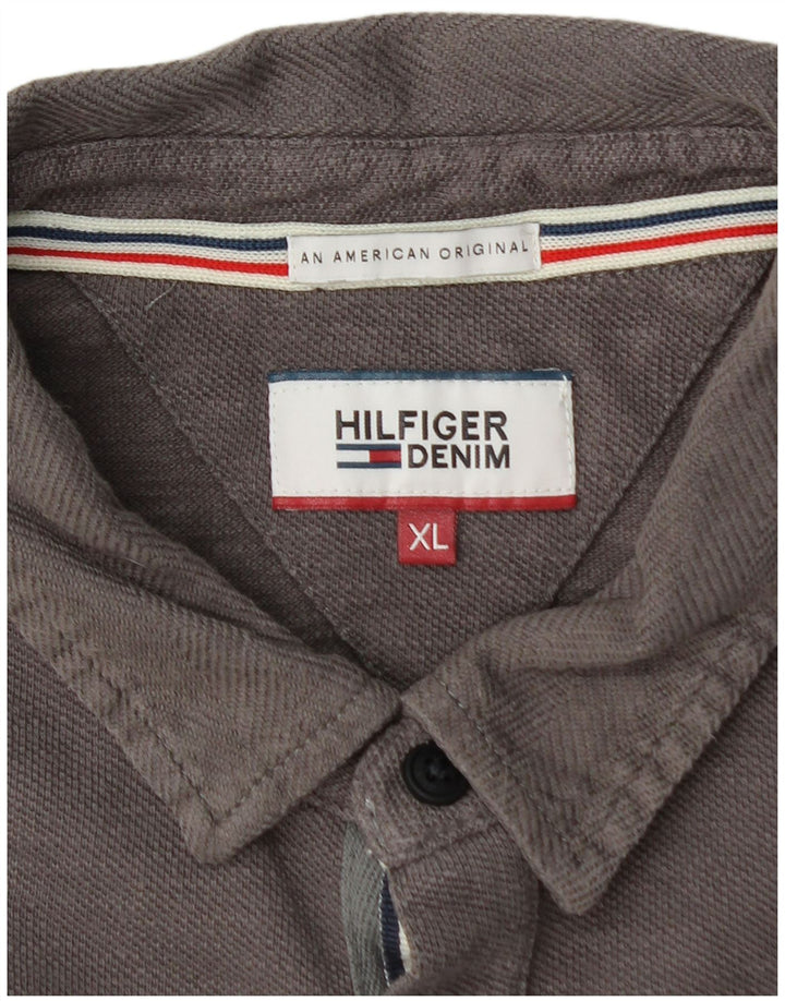 Camisa polo masculina TOMMY HILFIGER de manga comprida XL cinza