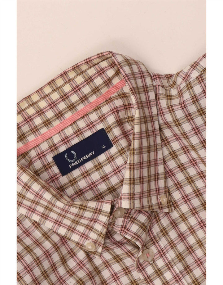 Camisa masculina de manga curta Fred Perry XL xadrez multicolorida