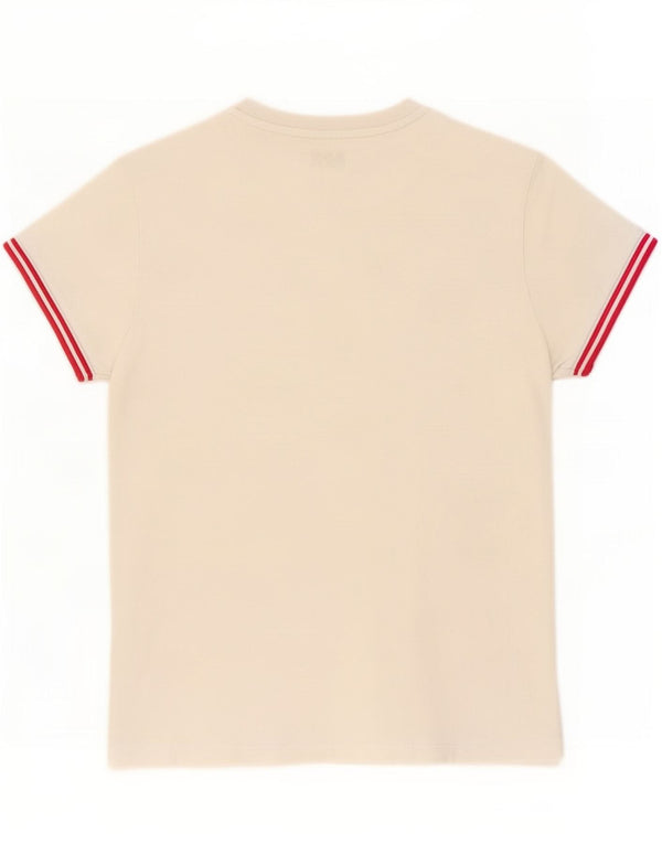Camiseta feminina Fred Perry Top UK 10 pequeno algodão branco