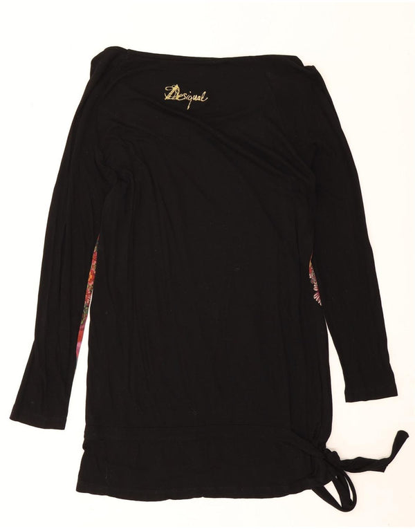 Vestido bainha feminino Desigual manga comprida UK 18 XL preto floral