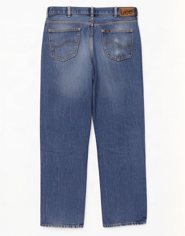 Lee Womens Brooklyn Straight Jeans W38 L32 Azul Algodão