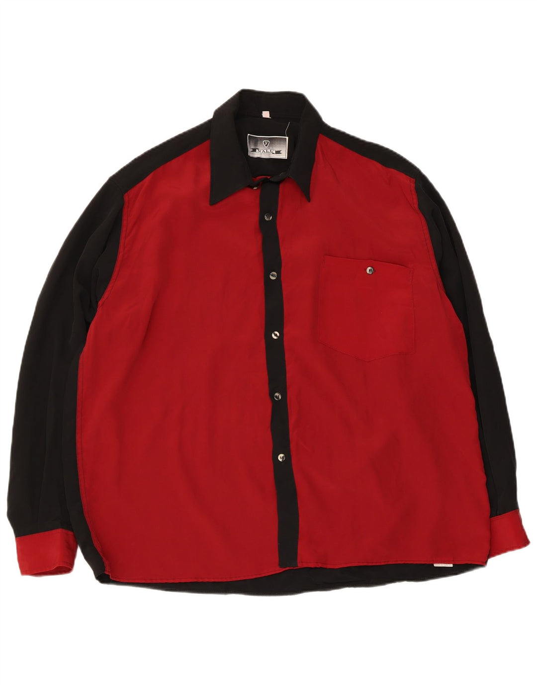 Poliéster preto pequeno de Colorblock da camisa de grandes dimensões dos homens do vintage