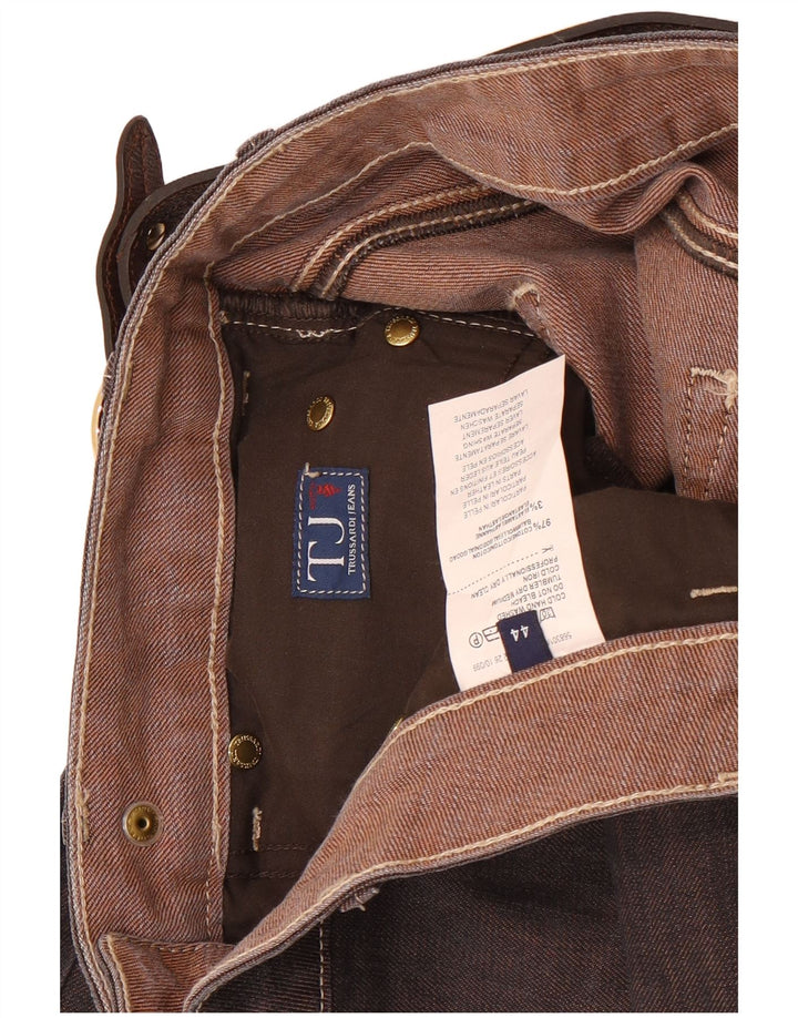 Saia jeans feminina Trussardi IT 44 médio W32 algodão marrom