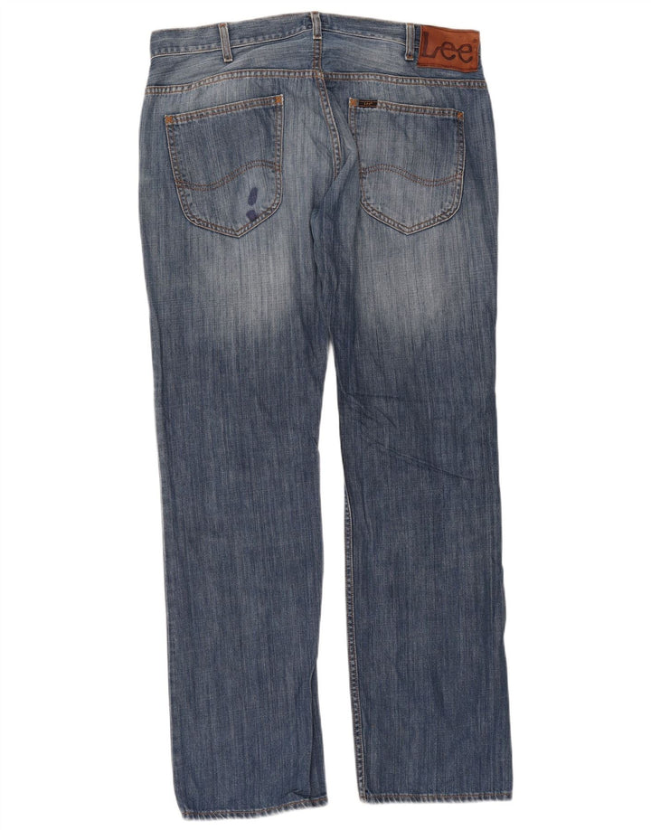 Lee Mens Knox Straight Jeans W38 L34 Azul Algodão