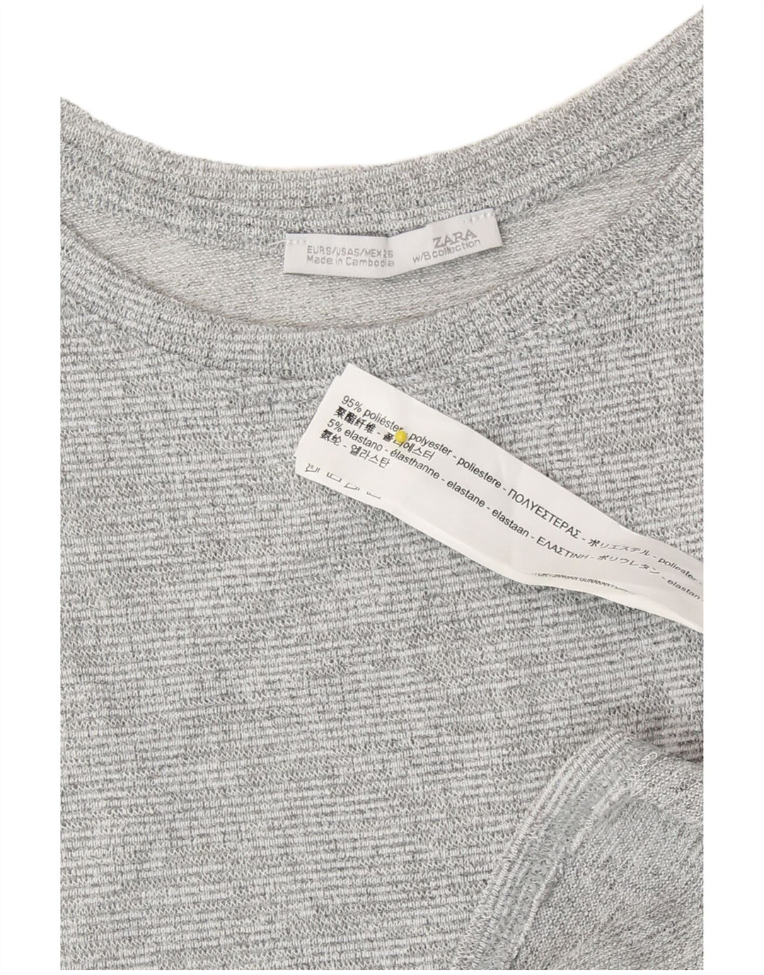 Zara Womens Longline Top Manga Longa Reino Unido 10 Pequeno Poliéster Cinzento Flecked