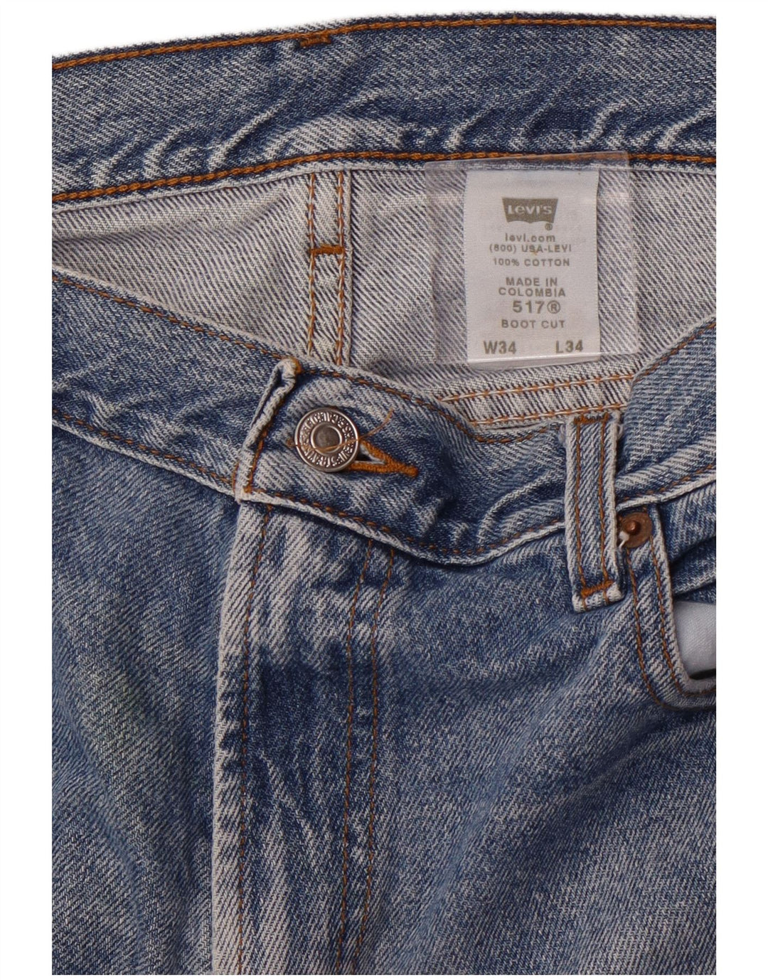 LEVI'S Masculino 517 Bootcut Jeans W34 L34 Azul Algodão