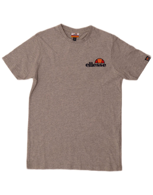 Ellesse Camiseta masculina gráfica top pequeno algodão manchado cinza