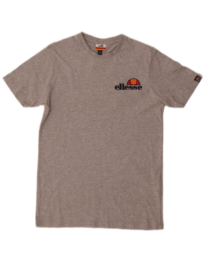 Ellesse Camiseta masculina gráfica top pequeno algodão manchado cinza