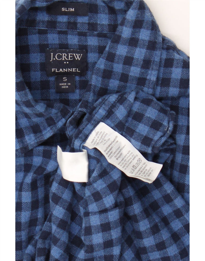 J. Crew Camisa masculina de flanela slim fit pequena azul algodão guingão