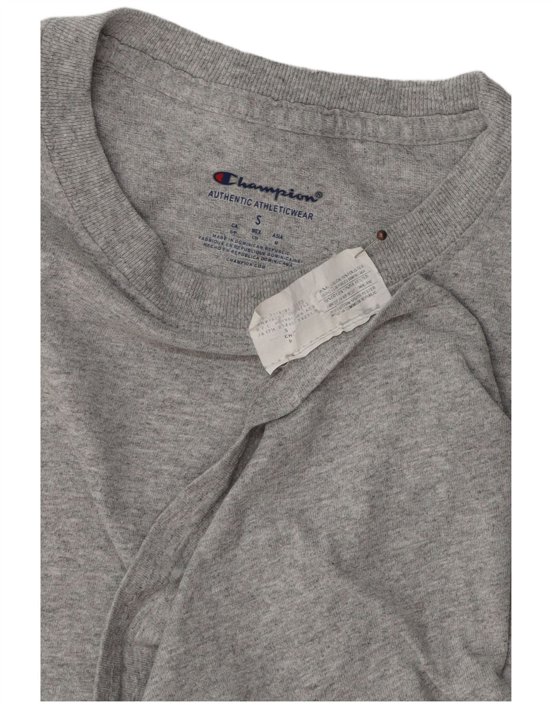 CAMPEÃO Camiseta Masculina Top Pequeno Algodão Cinza