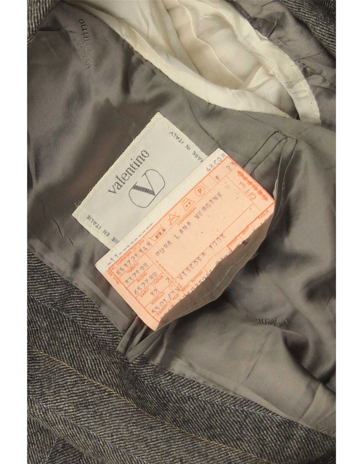 Jaqueta Blazer masculina Valentino com 2 botões IT 48 lã virgem listrada cinza médio