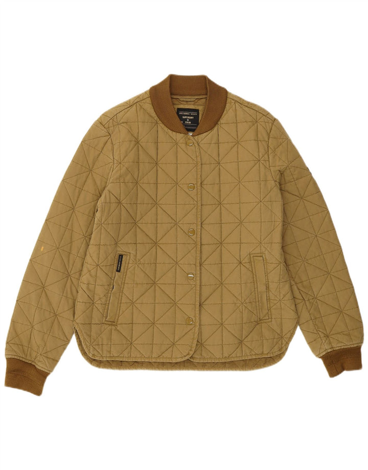 Jaqueta acolchoada feminina Superdry UK 10 pequeno algodão cáqui