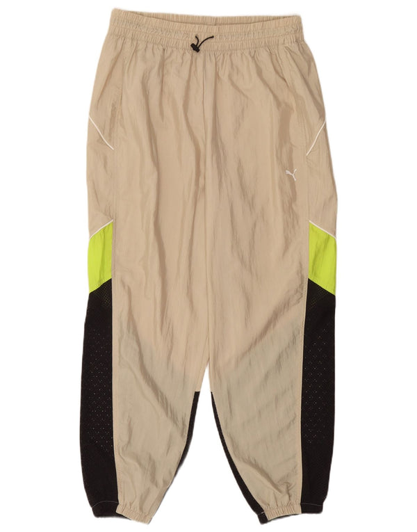 Calça de treino feminina Puma Joggers UK 14 grande bege colorblock