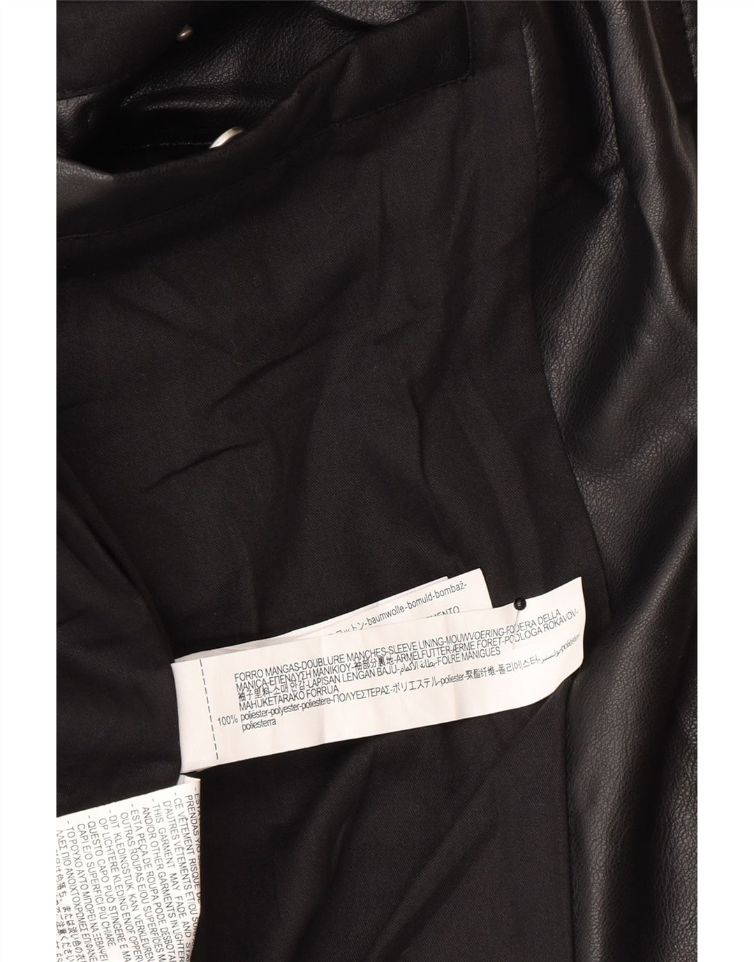 Zara Jaqueta masculina de couro sintético UK 42 XL poliéster preto