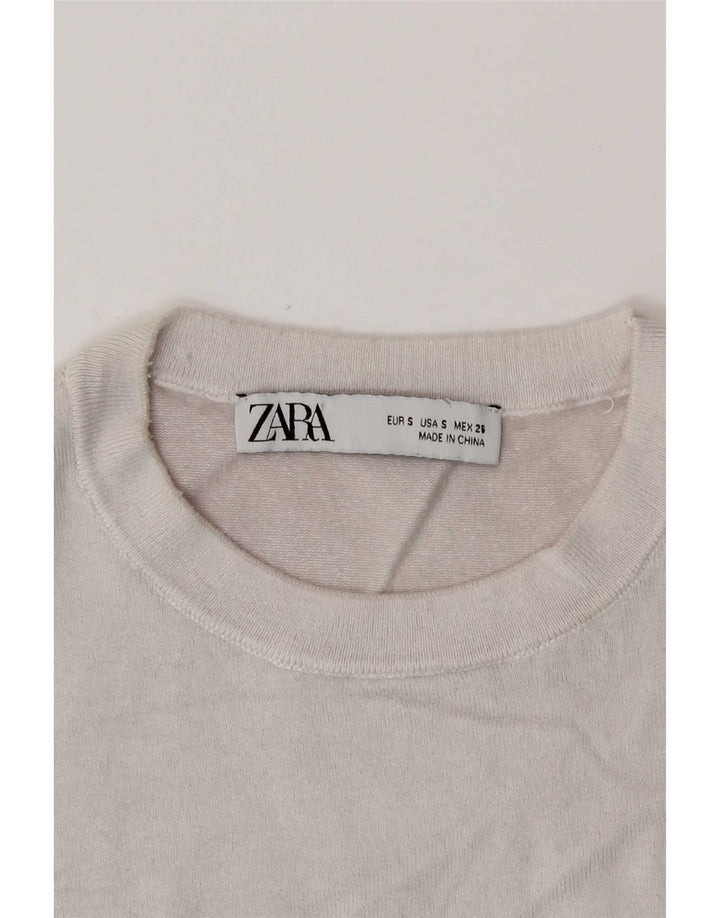 Zara Womens Vest Top UK 8 Pequeno Branco