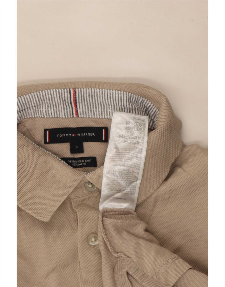 Camisa polo masculina Tommy Hilfiger Regular Fit pequena algodão bege