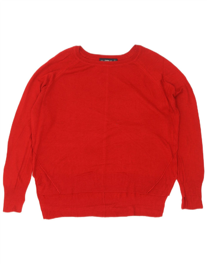 Zara Suéter feminino oversized com gola canoa Reino Unido 10 pequeno vermelho