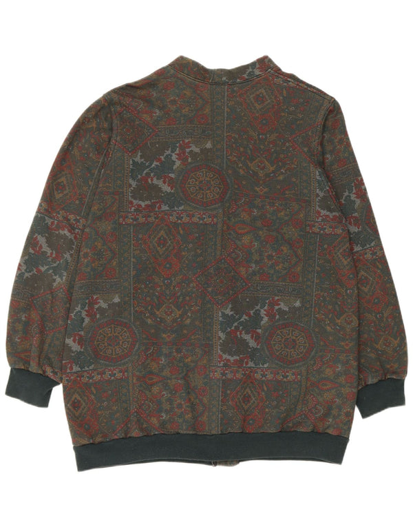 Suéter Cardigan Feminino Vintage Reino Unido 16 Grande Paisley Verde