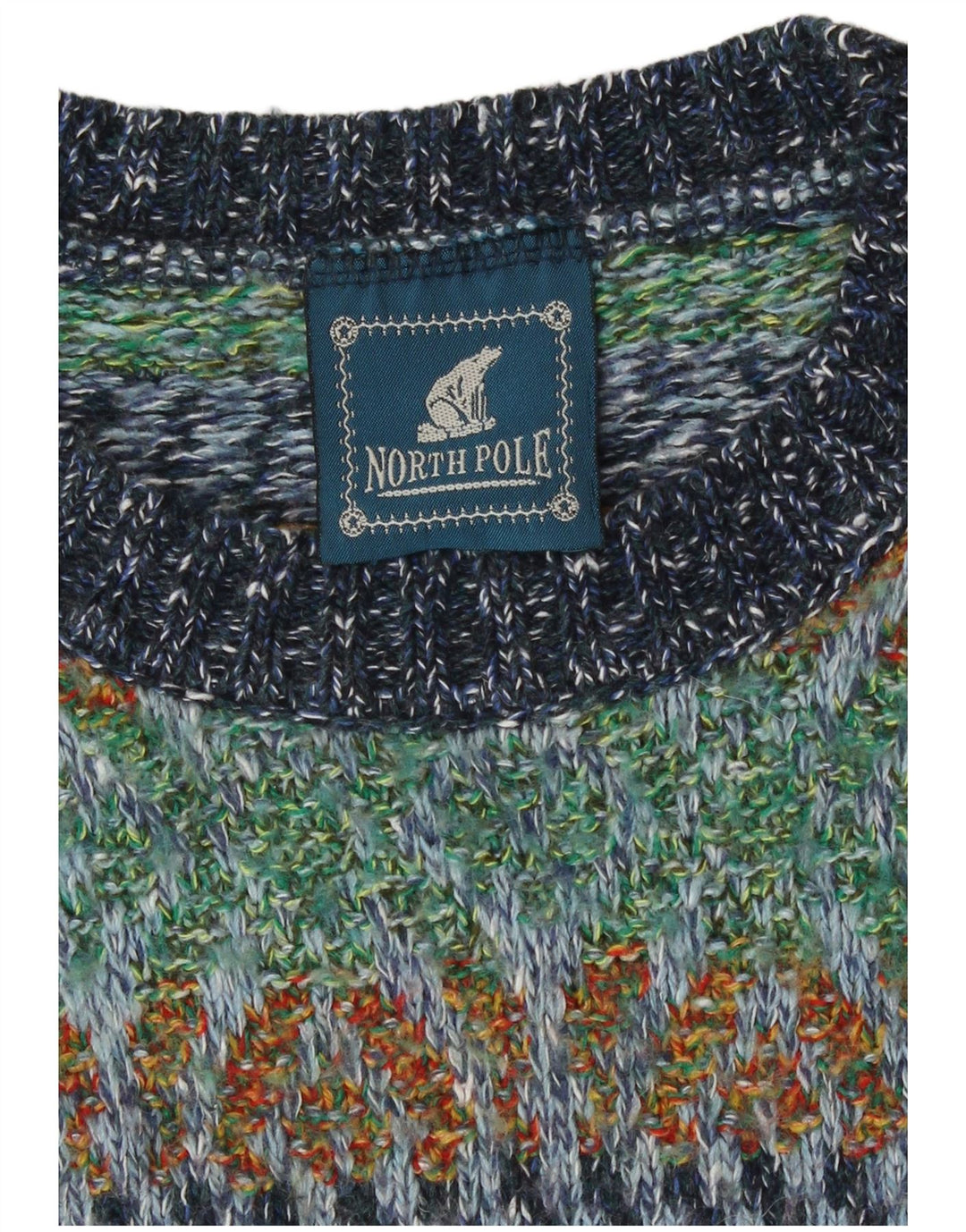 Suéter masculino North Pole com gola redonda grande geométrico multicolorido