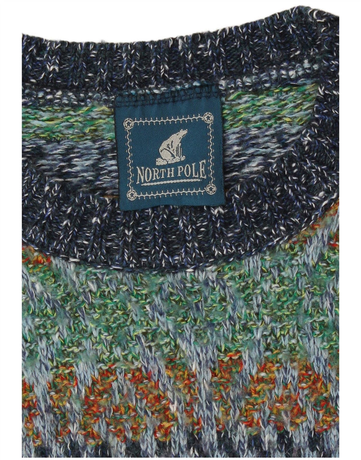 Suéter masculino North Pole com gola redonda grande geométrico multicolorido