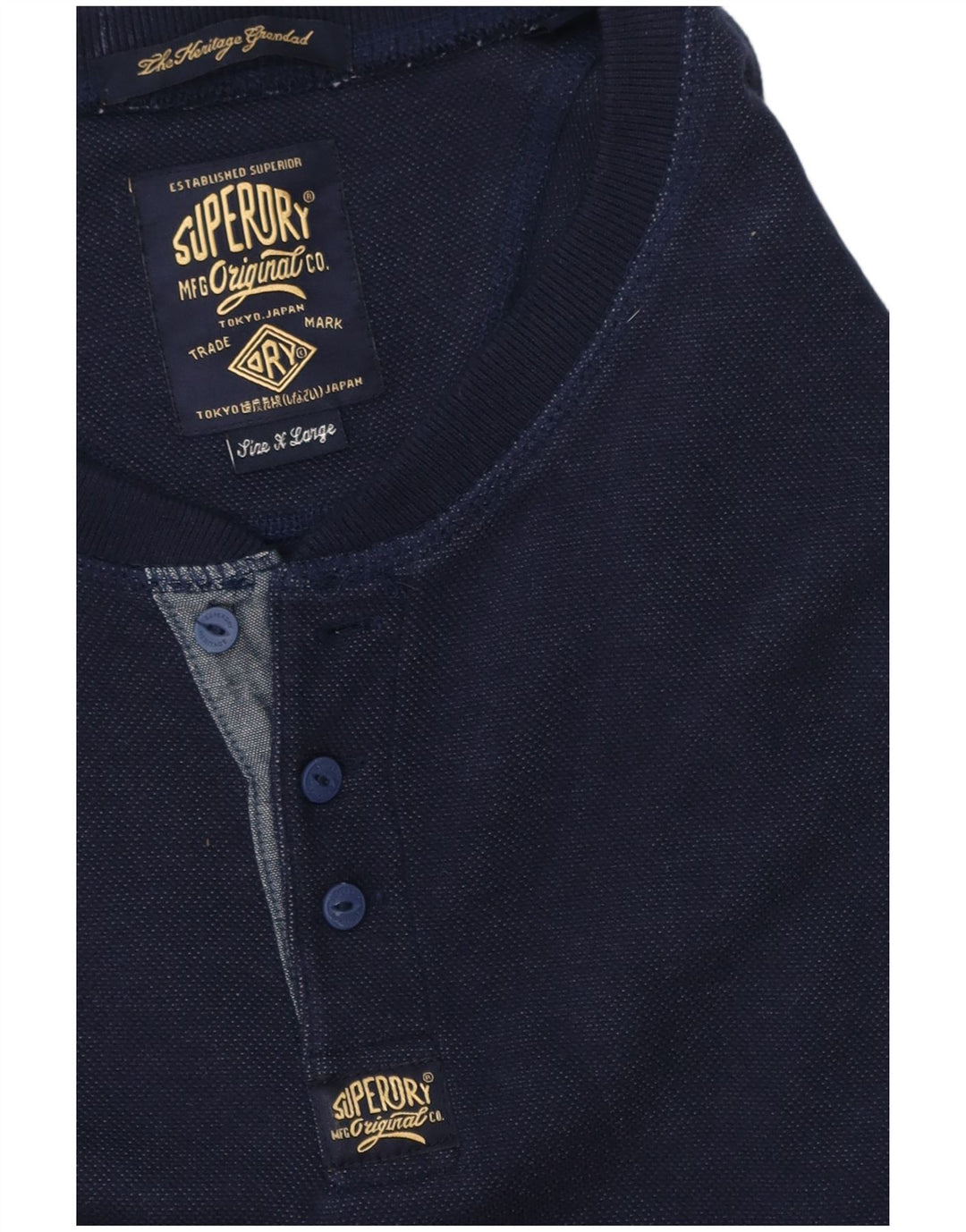 Top masculino Superdry manga comprida XL azul marinho