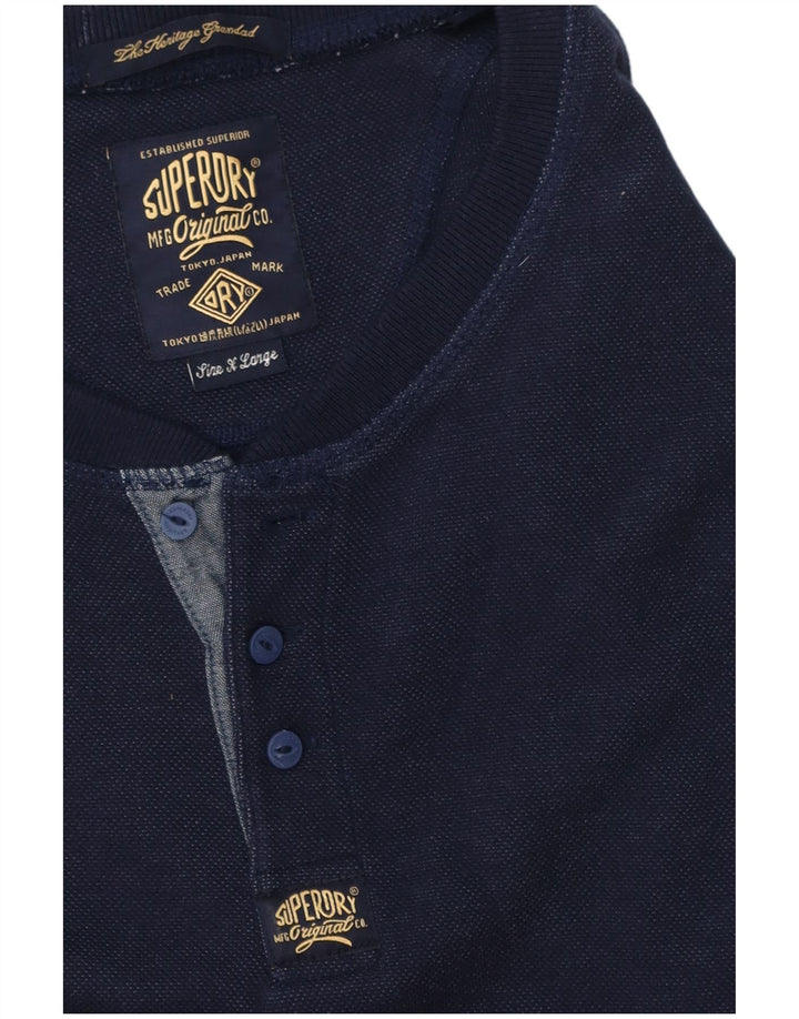 Top masculino Superdry manga comprida XL azul marinho