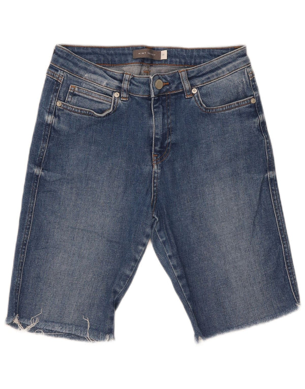 Shorts jeans feminino de ajuste regular MINT VELVET UK 10 pequeno W27 algodão azul