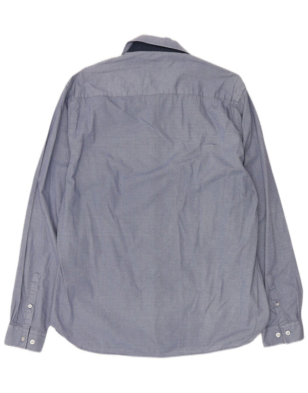 Pierre Cardin Mens Slim Fit Camisa XL Azul Geométrico Algodão