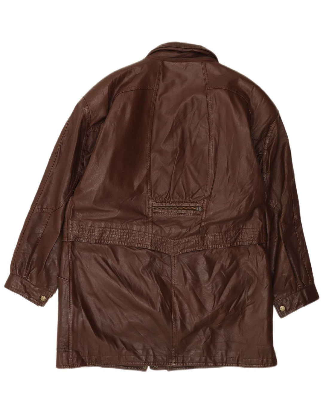 Casaco de couro feminino VINTAGE UK 14 grande marrom