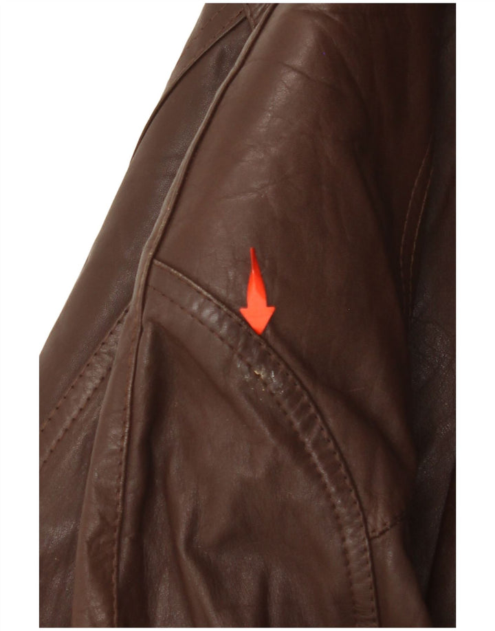 Casaco de couro feminino VINTAGE UK 14 grande marrom